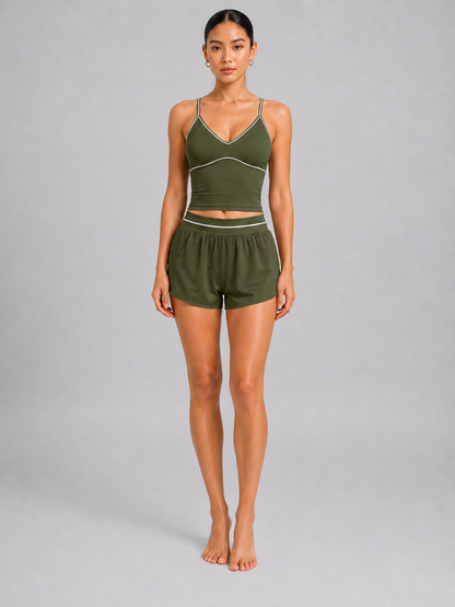 Women’s Padded Activewear Top & Shorts Set