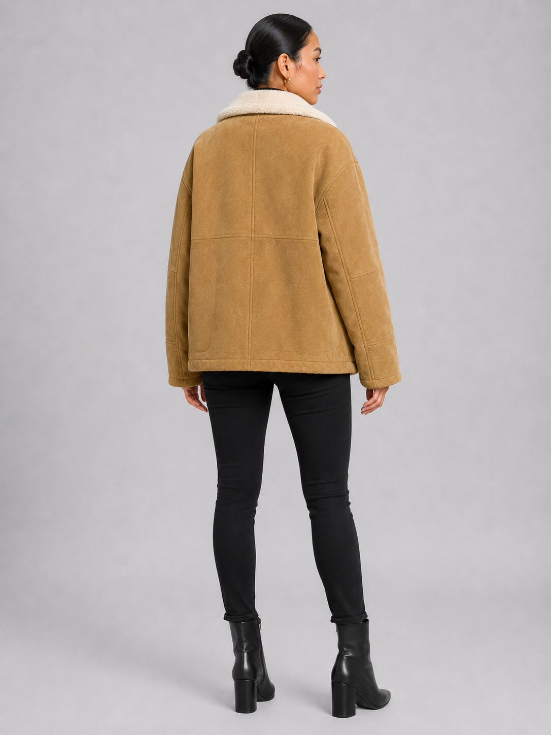 Women’s Suede-Style Fur Collar Jacket