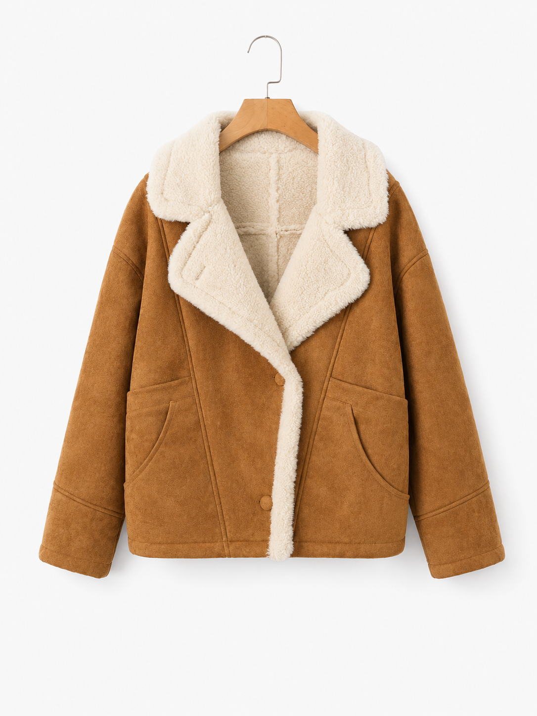 Women’s Suede-Style Fur Collar Jacket