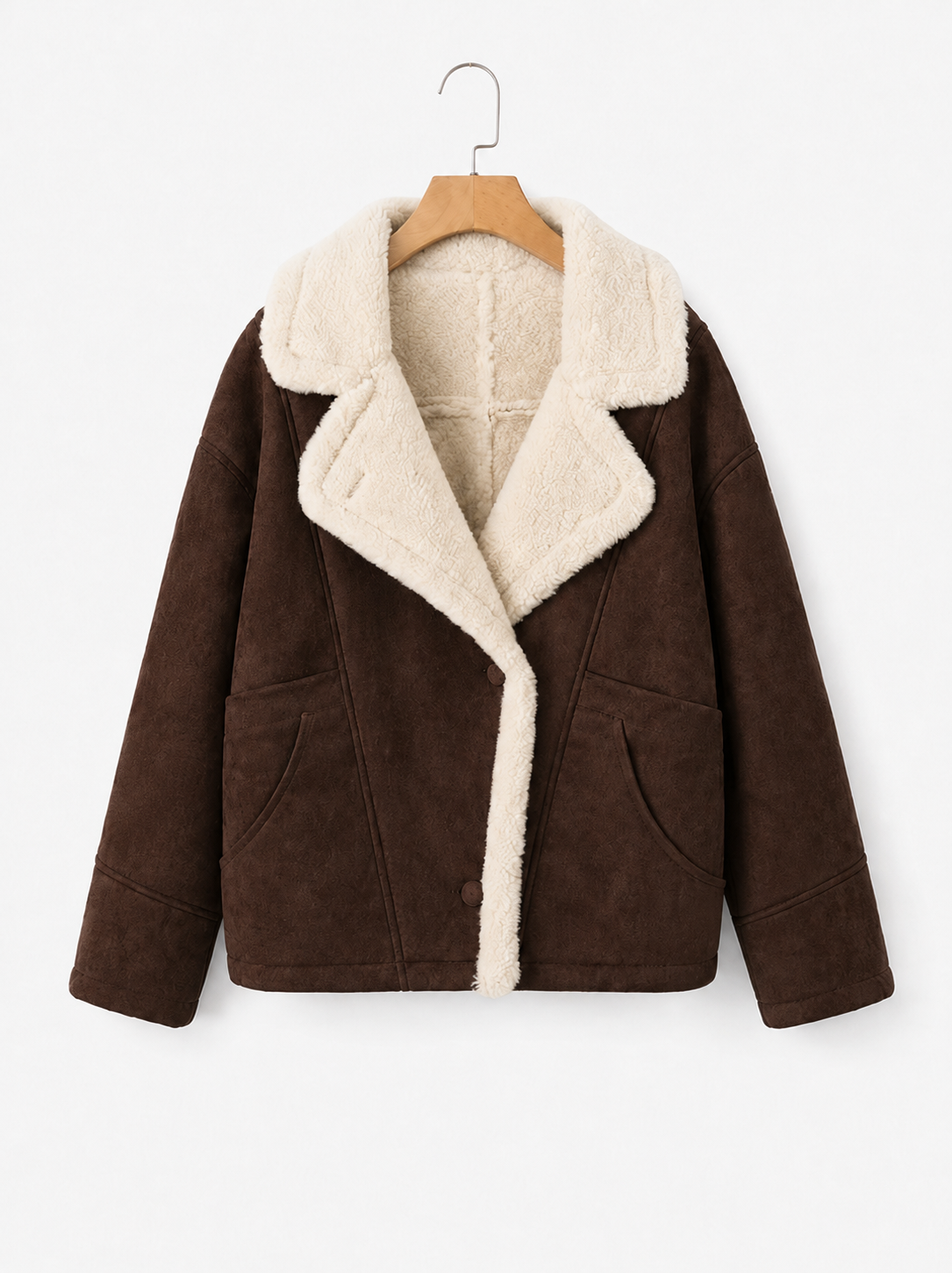 Women’s Suede-Style Fur Collar Jacket
