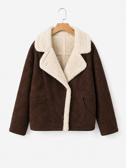 Women’s Suede-Style Fur Collar Jacket
