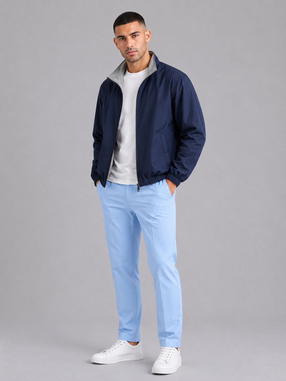 Stand Collar Lightweight Zip Jacket