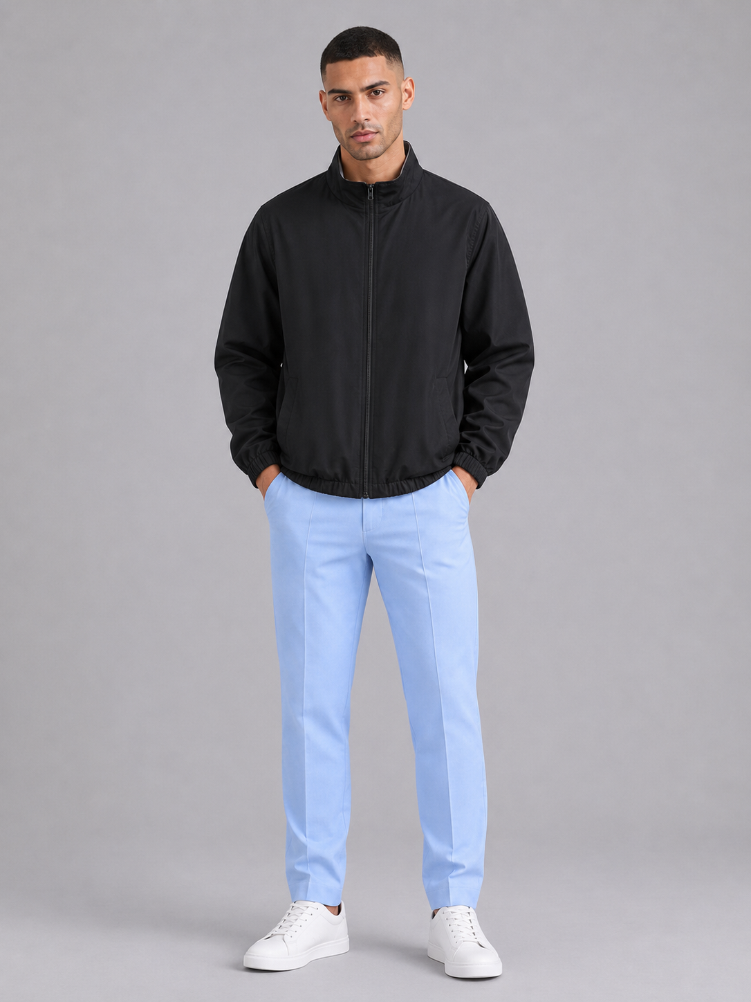 Stand Collar Lightweight Zip Jacket