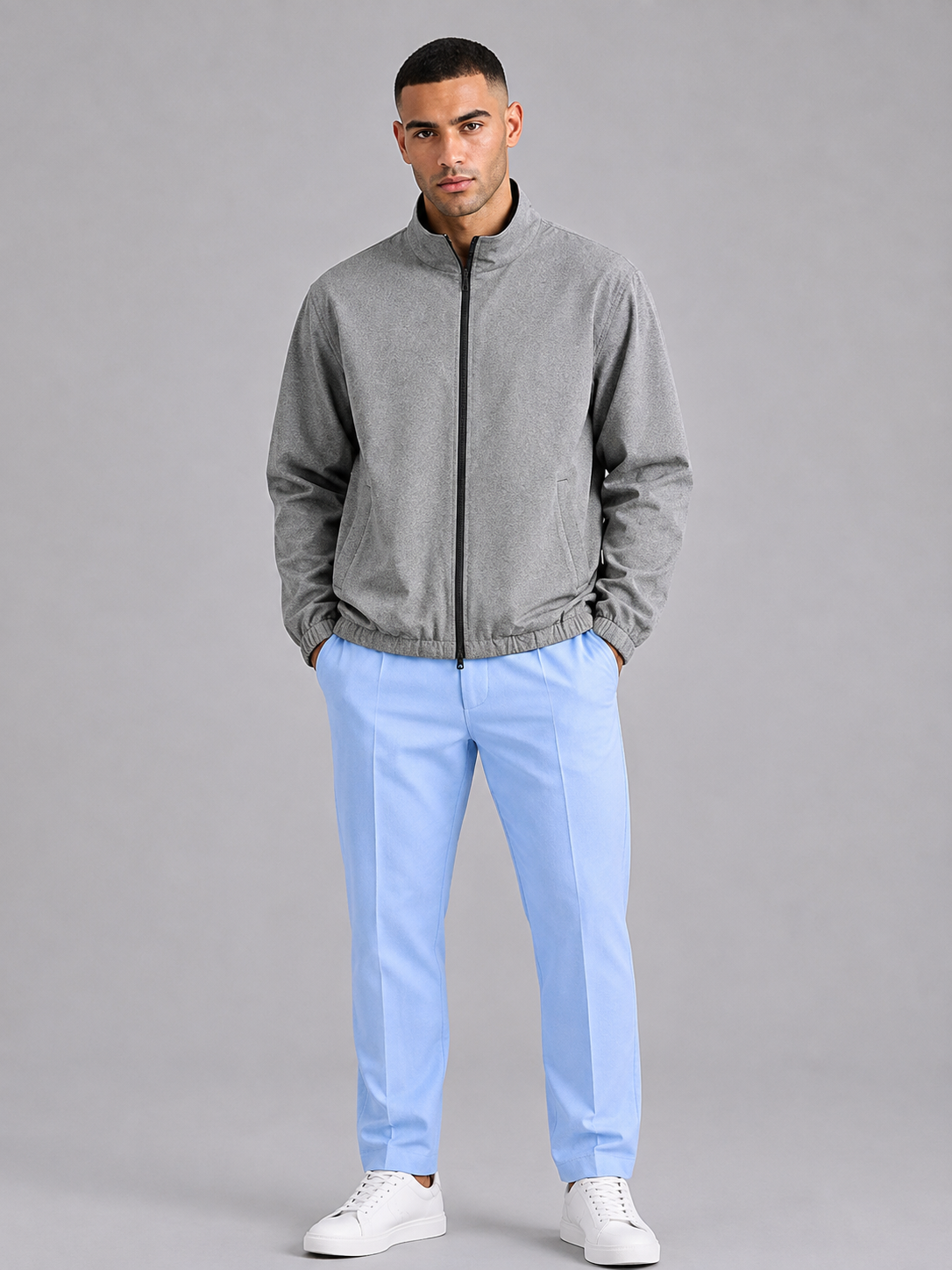 Stand Collar Lightweight Zip Jacket