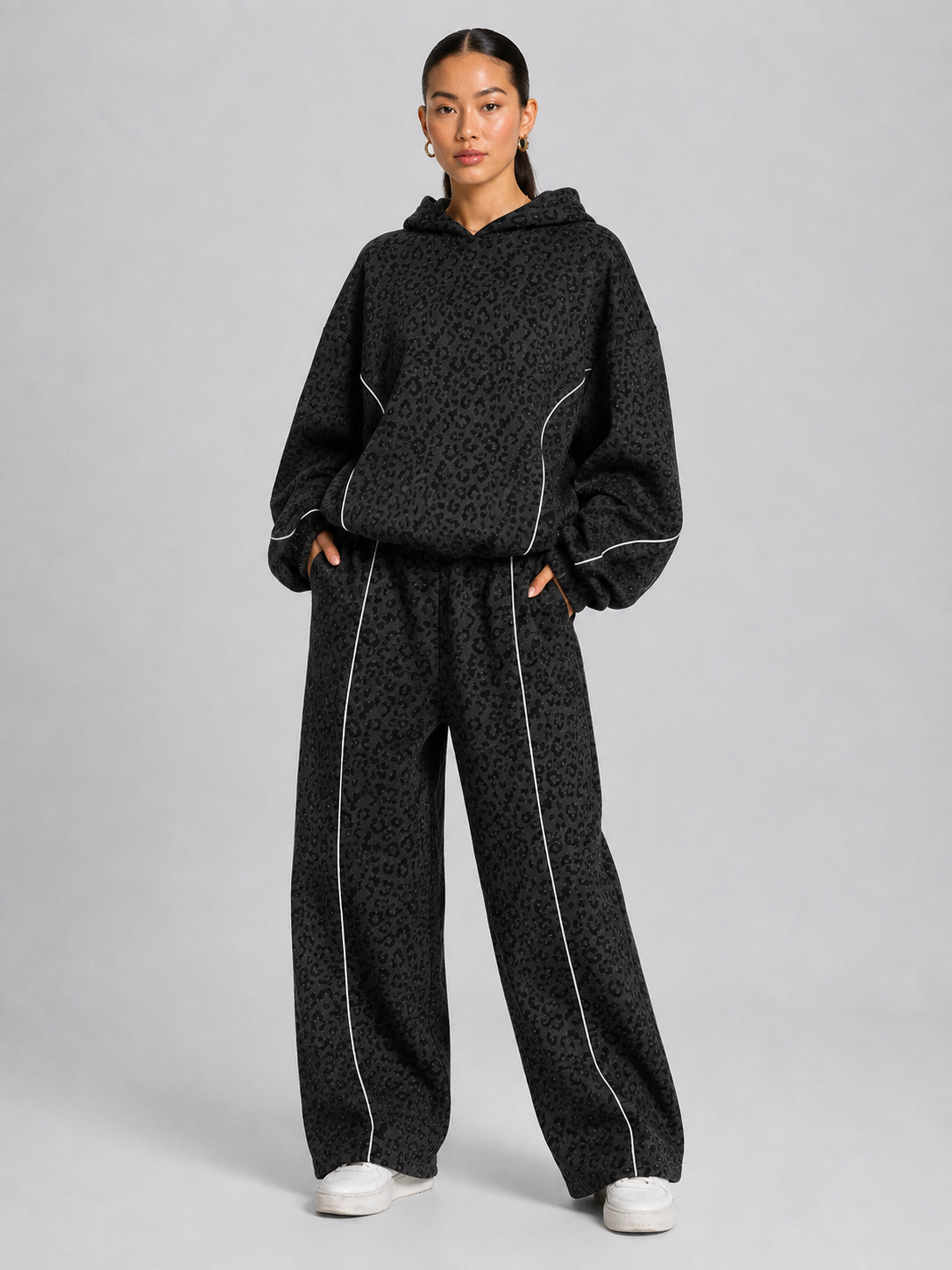 Women’s Leopard Print Long Sleeve Activewear Set