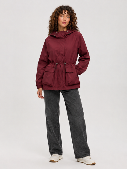 Loose Fit Lace-Up Hooded Zip Jacket