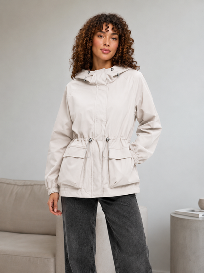 Loose Fit Lace-Up Hooded Zip Jacket