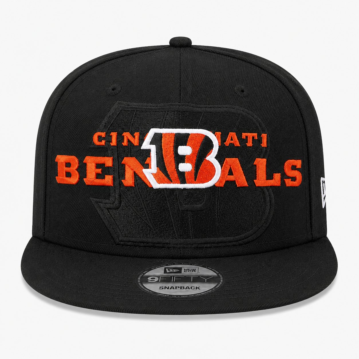 Era Black Cincinnati Bengals Overlap Wordmark 59FIFTY Fitted Hat