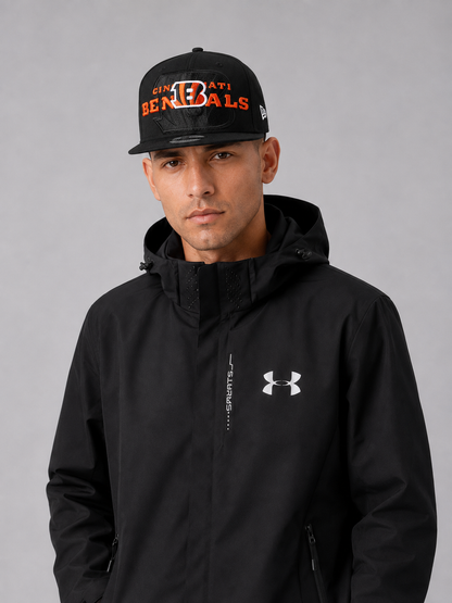 Era Black Cincinnati Bengals Overlap Wordmark 59FIFTY Fitted Hat
