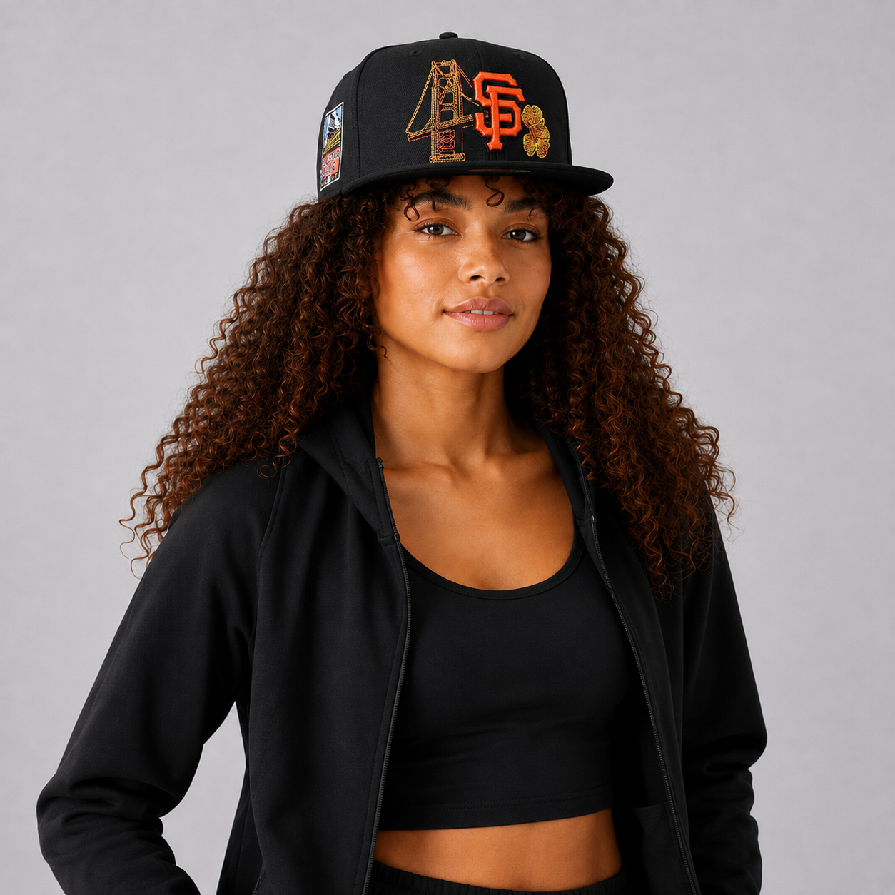 Black Orange Bridge Embroidered Snapback Cap