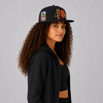 Black Orange Bridge Embroidered Snapback Cap