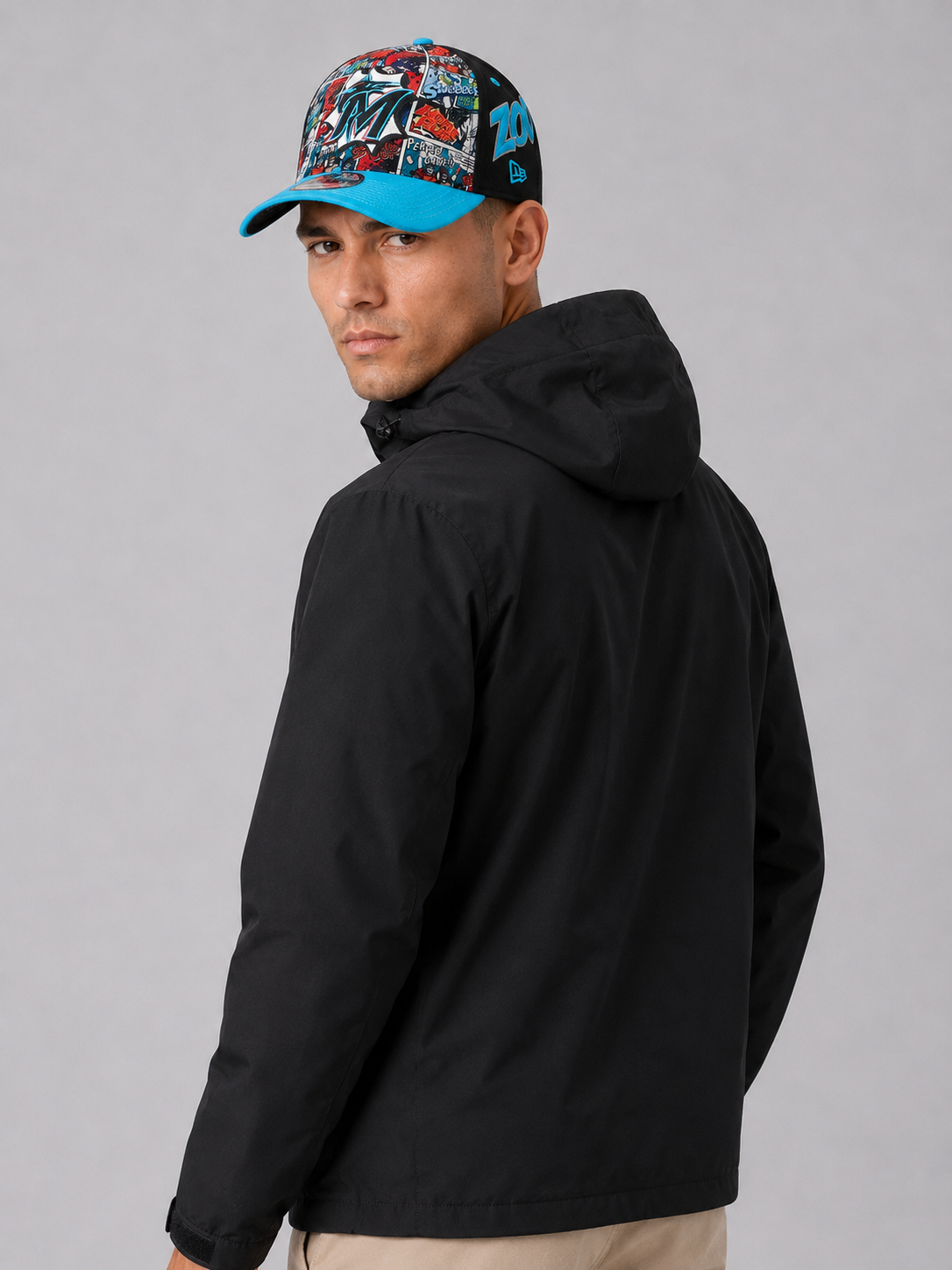 Miami Marlins New Era Black/Blue MLB Diamond Hero Edition A-Frame 9FORTY Hat