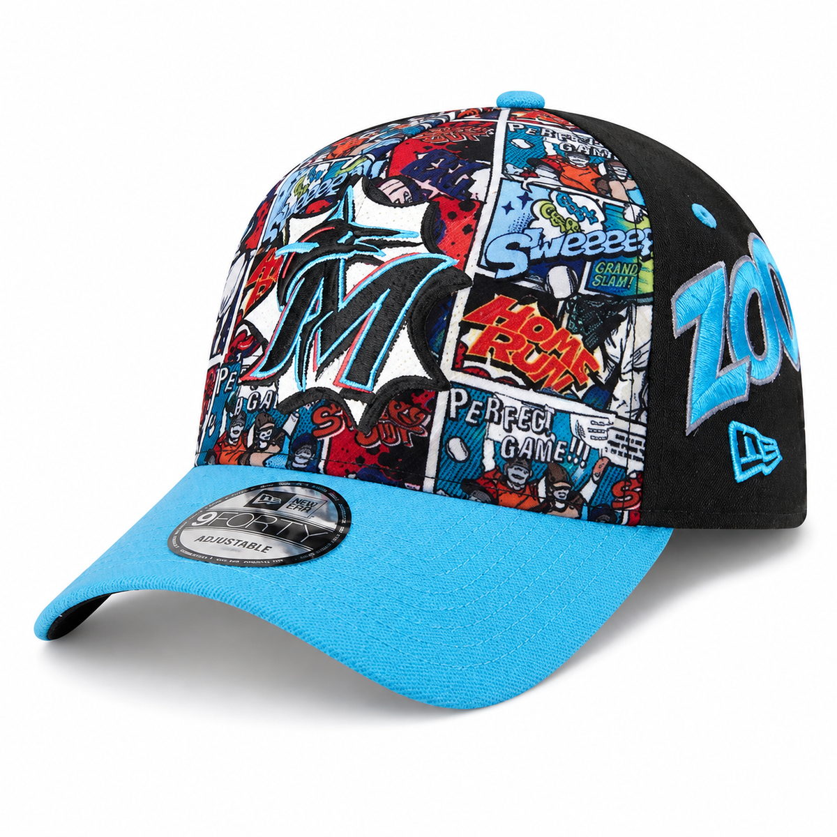 Miami Marlins New Era Black/Blue MLB Diamond Hero Edition A-Frame 9FORTY Hat