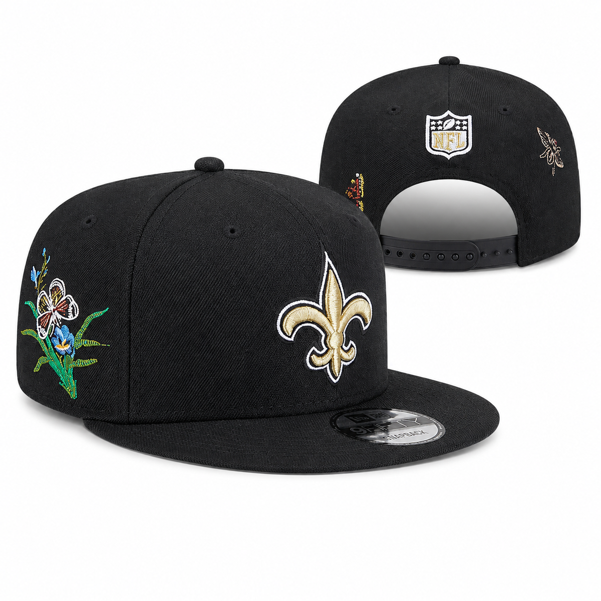 Era Black New Orleans Saints x Felt 9FIFTY Snapback Hat