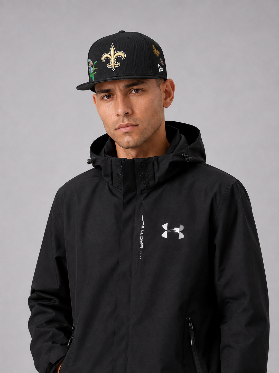 Era Black New Orleans Saints x Felt 9FIFTY Snapback Hat