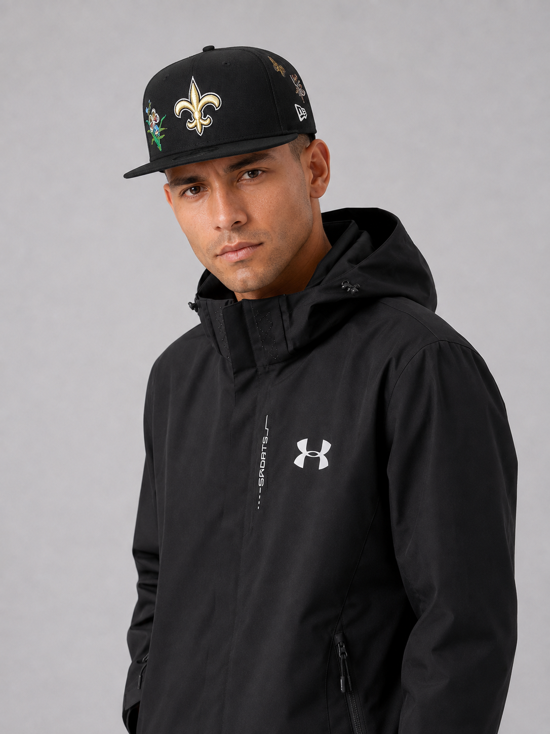 Era Black New Orleans Saints x Felt 9FIFTY Snapback Hat