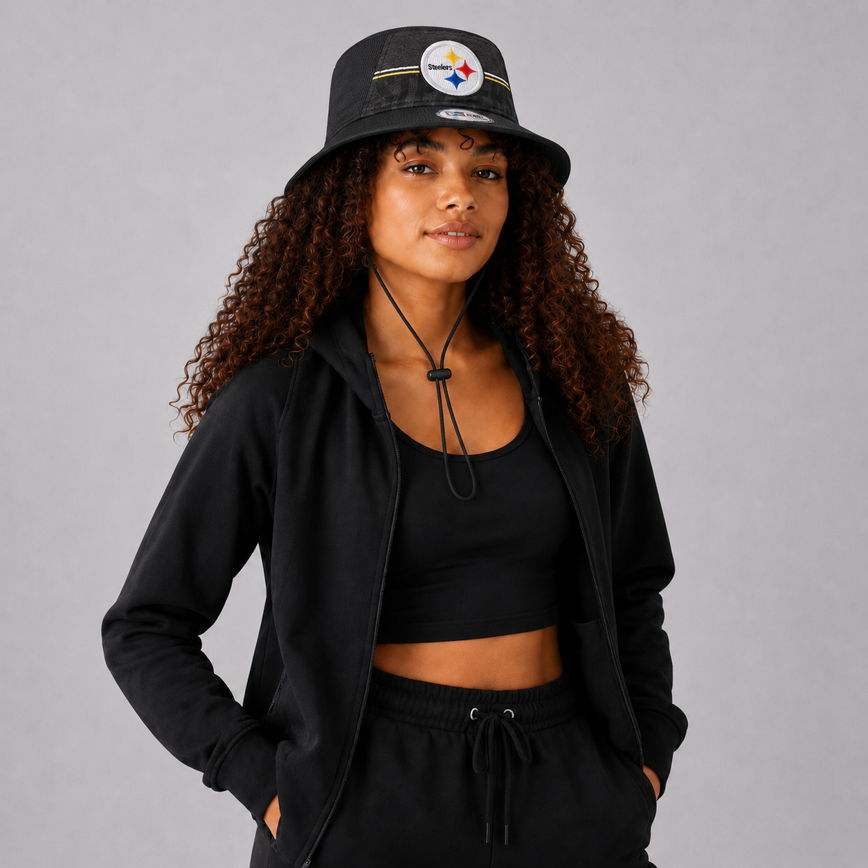 Era Black Pittsburgh Steelers Training Camp Stretch Bucket Hat