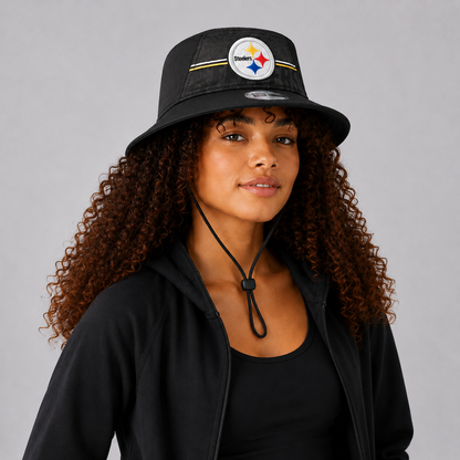 Era Black Pittsburgh Steelers Training Camp Stretch Bucket Hat