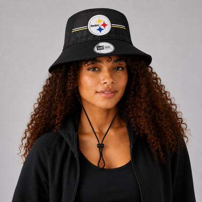 Era Black Pittsburgh Steelers Training Camp Stretch Bucket Hat