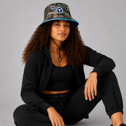 Green Camo Flame Emblem Bucket Hat
