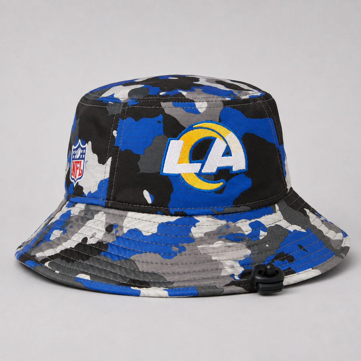 Blue Camo Letter Embroidered Bucket Hat