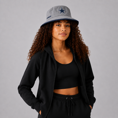 Gray Star Embroidered Bucket Hat