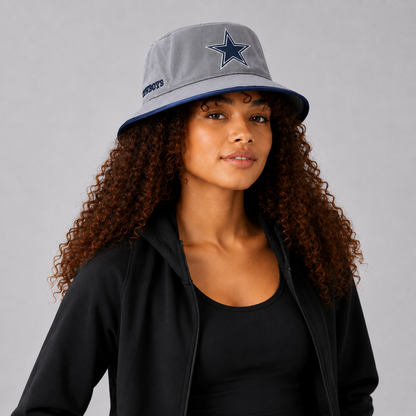 Gray Star Embroidered Bucket Hat