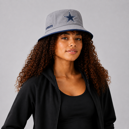 Gray Star Embroidered Bucket Hat