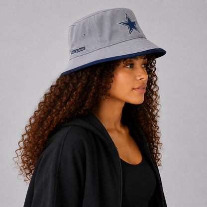Gray Star Embroidered Bucket Hat