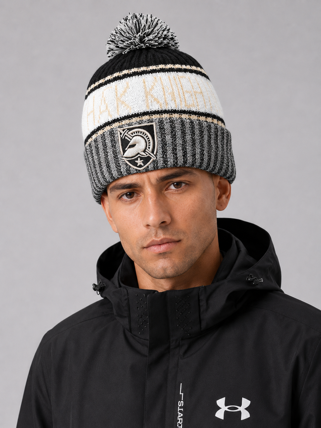 US Army Black Knights Knit Beanie Hat Cap Multicolor 47