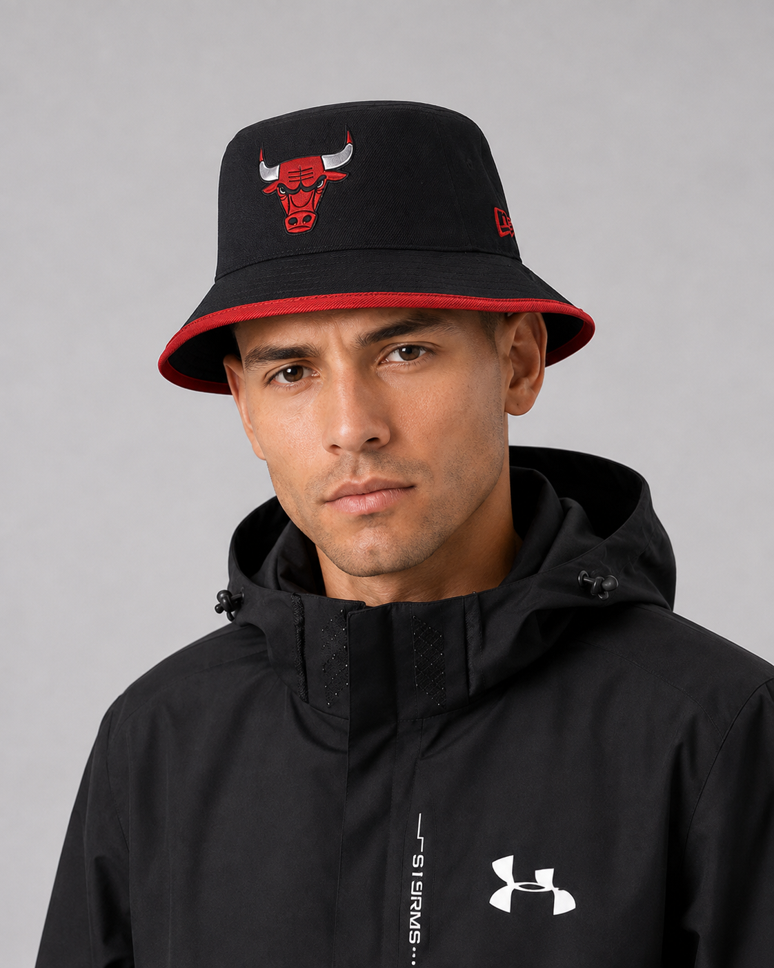 Chicago Bulls Black Bucket Hat Wide Brim Embroidered Adjustable Fit