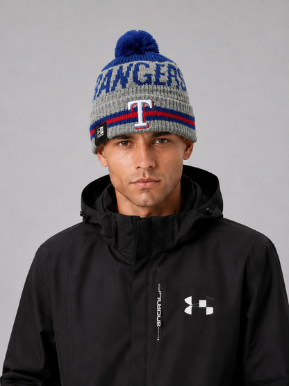Texas Rangers Baseball Era Beanie Knit Hat With Pom