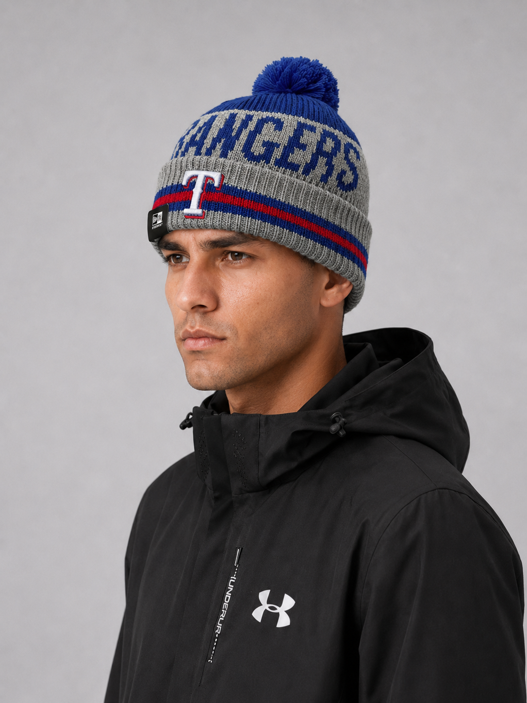 Texas Rangers Baseball Era Beanie Knit Hat With Pom
