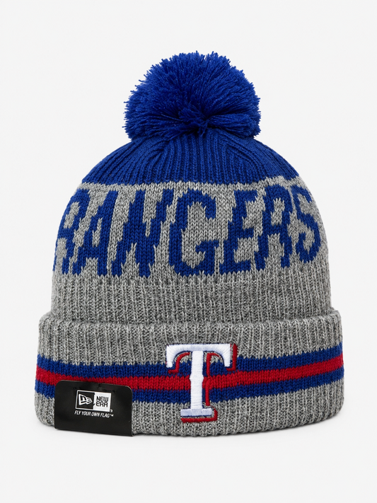 Texas Rangers Baseball Era Beanie Knit Hat With Pom