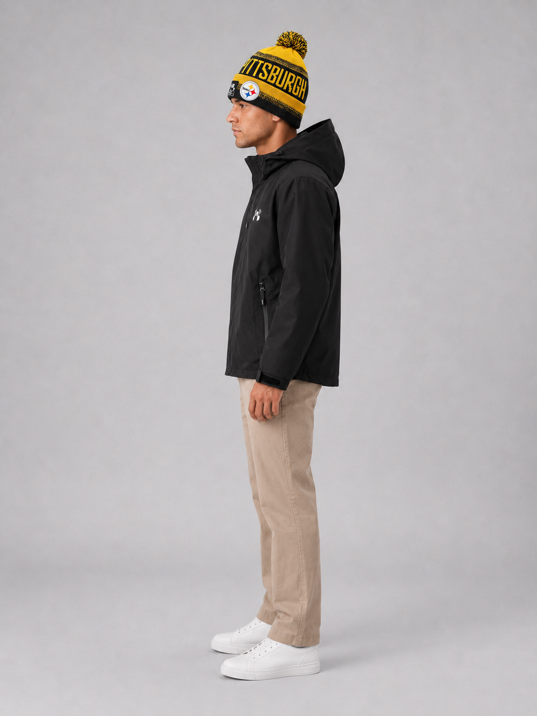 New Pittsburgh Steelers Sideline Cuffed Sport Knit Pom Beanie Hat