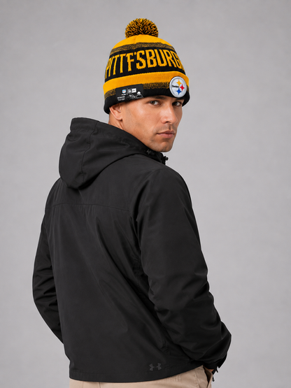 New Pittsburgh Steelers Sideline Cuffed Sport Knit Pom Beanie Hat