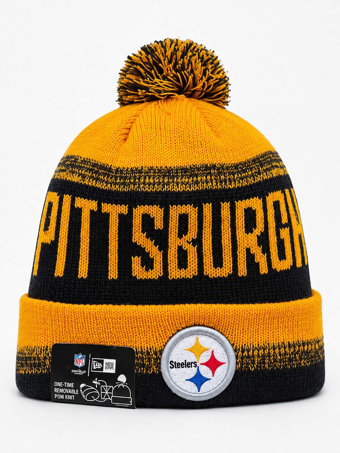 New Pittsburgh Steelers Sideline Cuffed Sport Knit Pom Beanie Hat