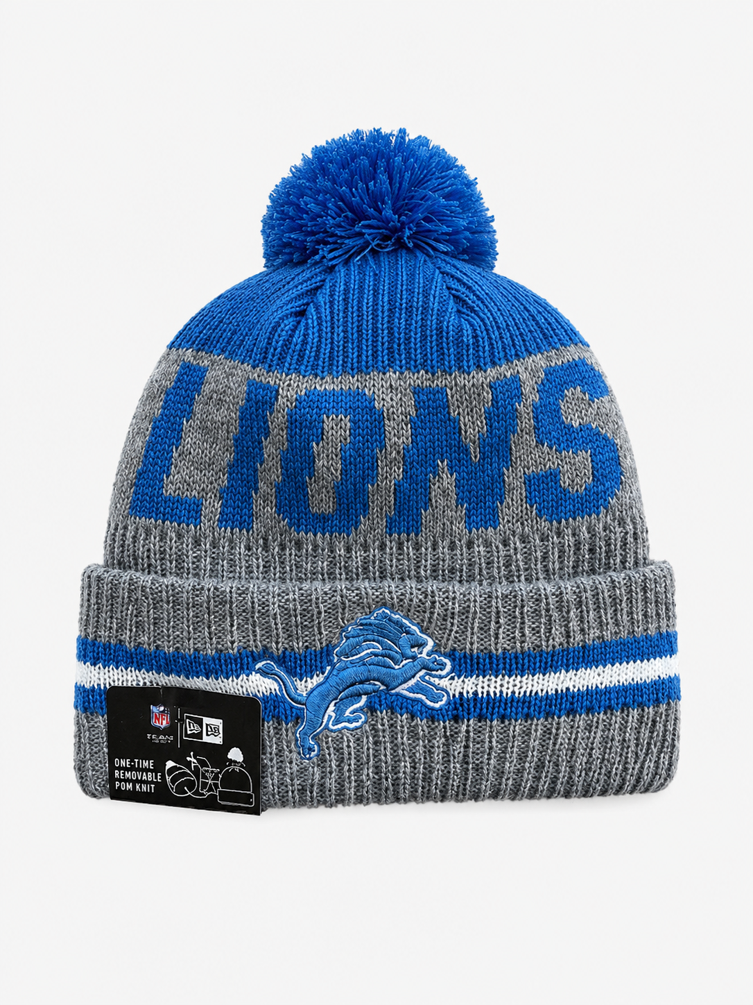 Detroit Lions Newra Cuffed Fleece Lined Beanie Pom Pom