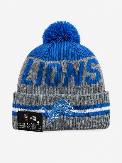 Detroit Lions Newra Cuffed Fleece Lined Beanie Pom Pom