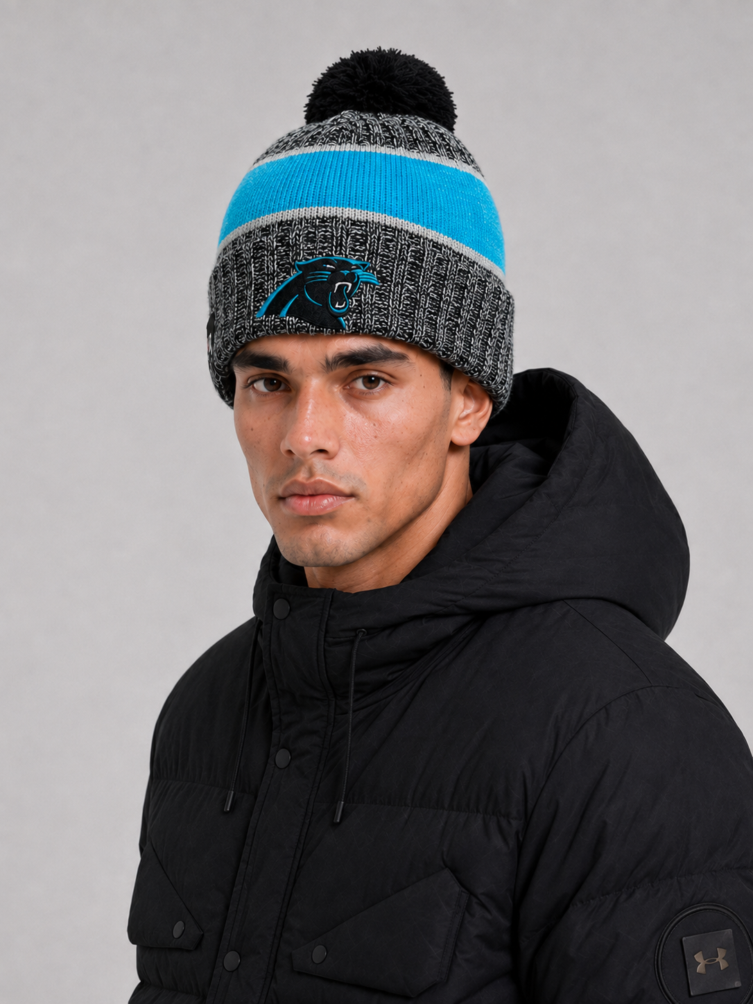 Carolina Panthers Sideline Cuffed Knit Hat with Pom