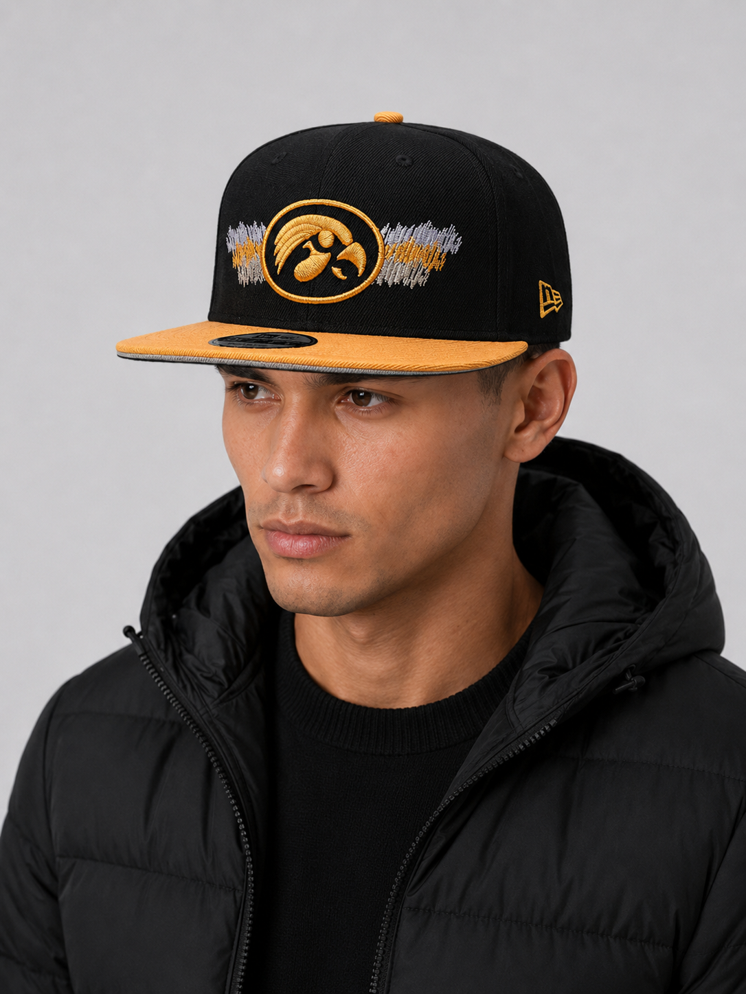 Black Iowa Hawkeyes Two-Tone 9FIFTY Snapback Hat