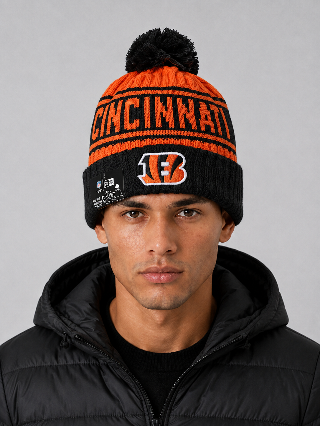 BENGALS NEW CUFF KNIT HAT WITH POM