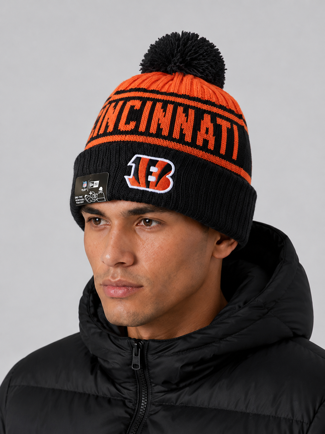 BENGALS NEW CUFF KNIT HAT WITH POM