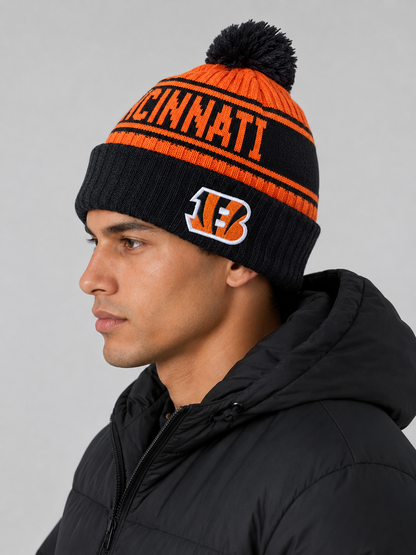 BENGALS NEW CUFF KNIT HAT WITH POM