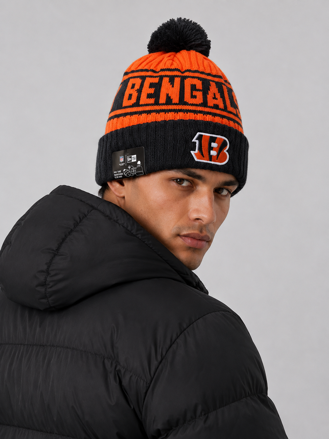 BENGALS NEW CUFF KNIT HAT WITH POM