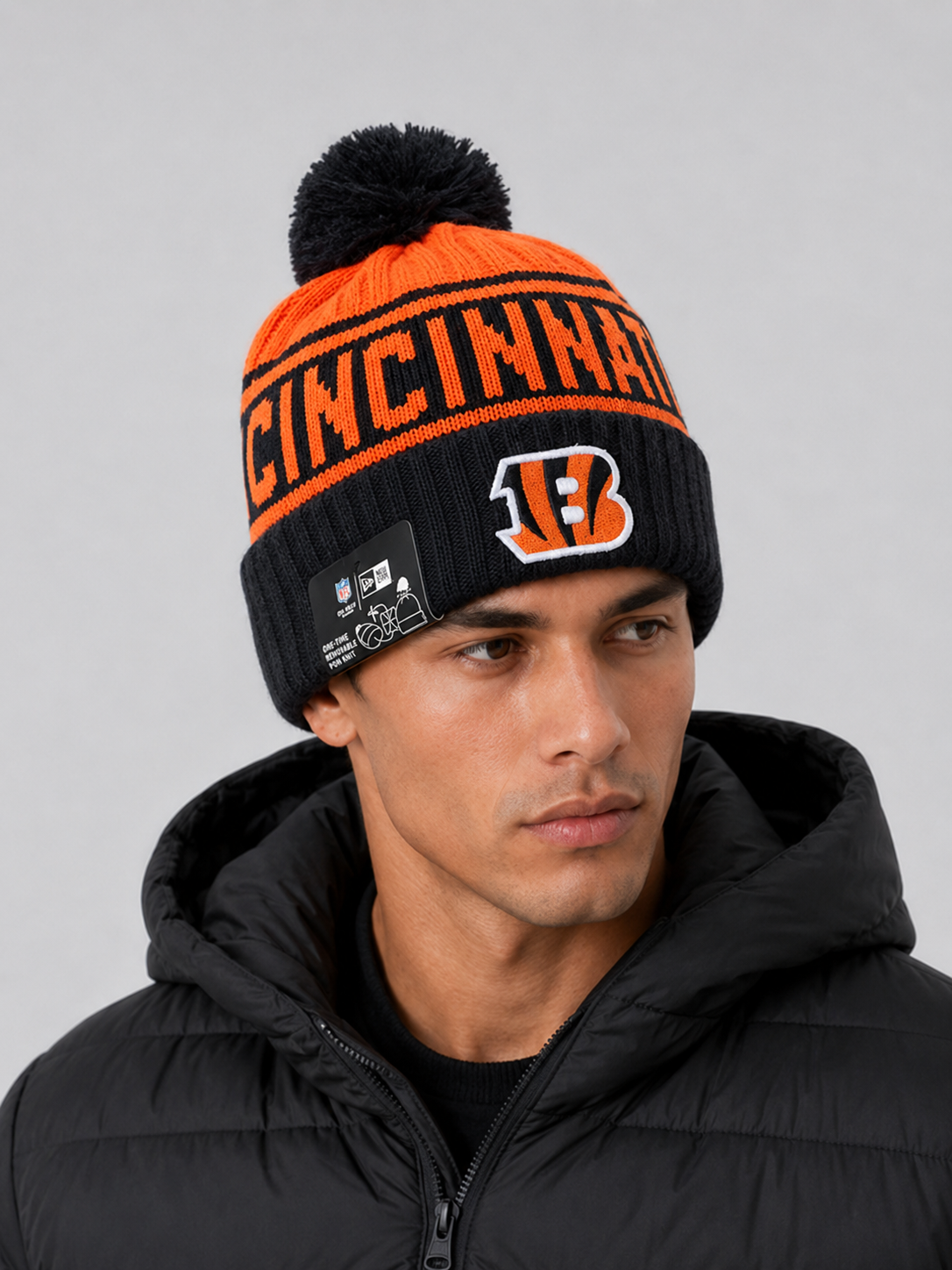 BENGALS NEW CUFF KNIT HAT WITH POM