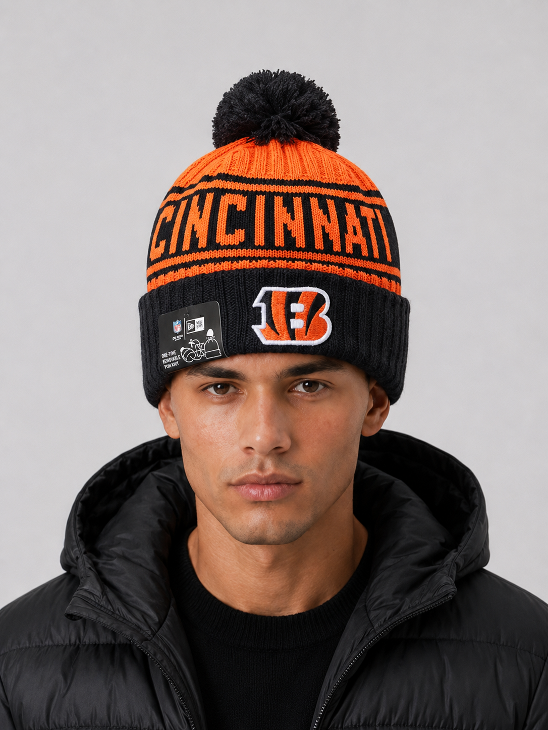 BENGALS NEW CUFF KNIT HAT WITH POM