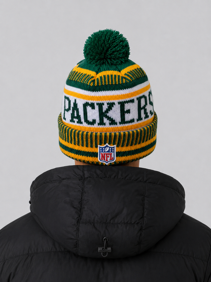 47 Green Bay Packers Green Breakaway Cuff Pom Mens Knit Hat
