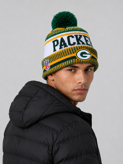 47 Green Bay Packers Green Breakaway Cuff Pom Mens Knit Hat