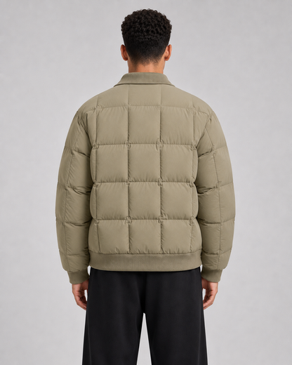 Men’s Puffer Jacket – White Duck Down Windproof Winter Coat with Lapel Collar